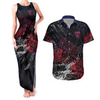 Melbourne Demons Couples Matching Tank Maxi Dress and Hawaiian Shirt Urban Graffiti Street Art - Bold Abstract Spray Paint