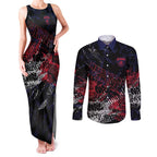 Melbourne Demons Couples Matching Tank Maxi Dress and Long Sleeve Button Shirt Urban Graffiti Street Art - Bold Abstract Spray Paint