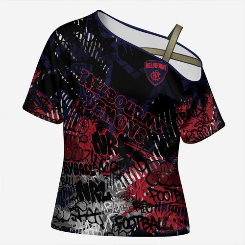 Melbourne Demons Cross Shoulder Shirt Urban Graffiti Street Art - Bold Abstract Spray Paint