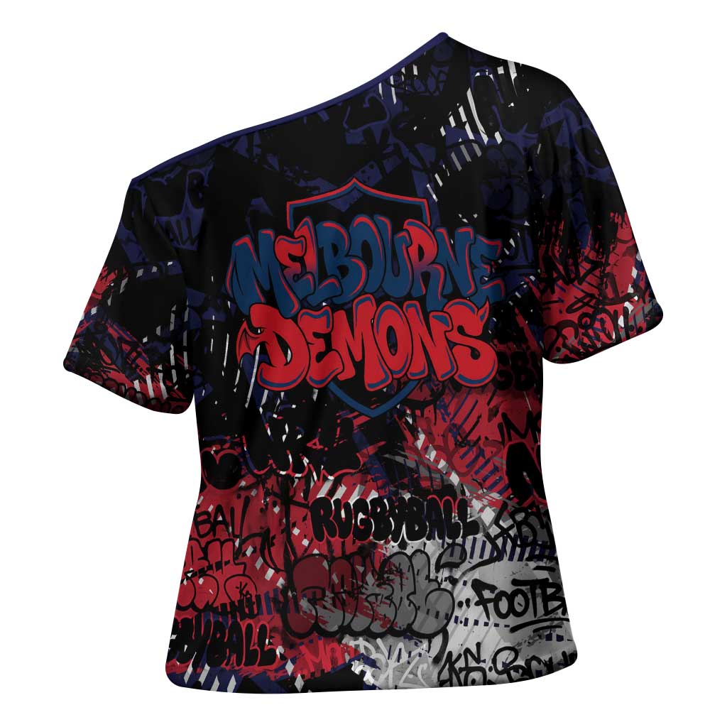 Melbourne Demons Cross Shoulder Shirt Urban Graffiti Street Art - Bold Abstract Spray Paint