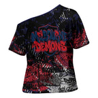 Melbourne Demons Cross Shoulder Shirt Urban Graffiti Street Art - Bold Abstract Spray Paint