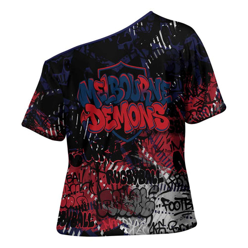 Melbourne Demons Cross Shoulder Shirt Urban Graffiti Street Art - Bold Abstract Spray Paint