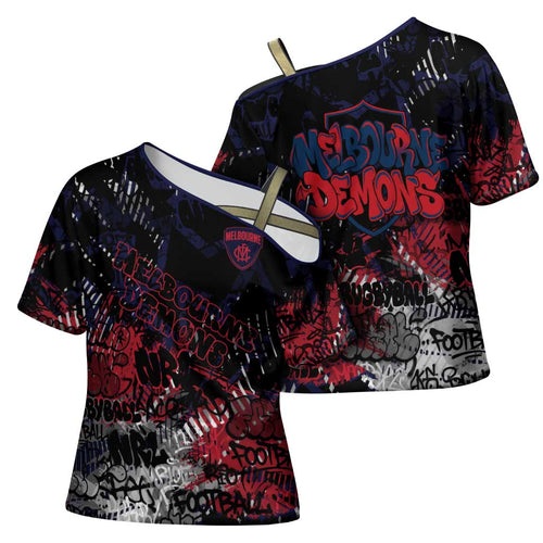 Melbourne Demons Cross Shoulder Shirt Urban Graffiti Street Art - Bold Abstract Spray Paint
