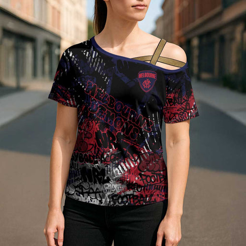 Melbourne Demons Cross Shoulder Shirt Urban Graffiti Street Art - Bold Abstract Spray Paint