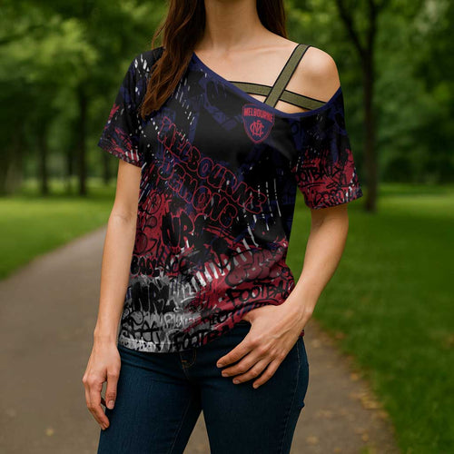 Melbourne Demons Cross Shoulder Shirt Urban Graffiti Street Art - Bold Abstract Spray Paint
