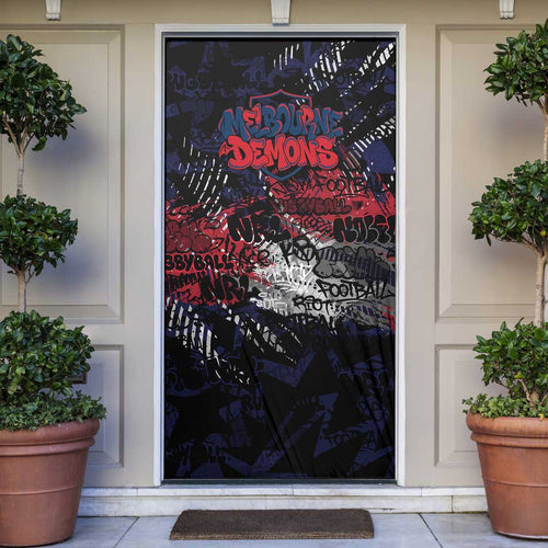 Melbourne Demons Door Cover Urban Graffiti Street Art - Bold Abstract Spray Paint