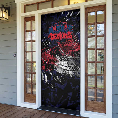 Melbourne Demons Door Cover Urban Graffiti Street Art - Bold Abstract Spray Paint