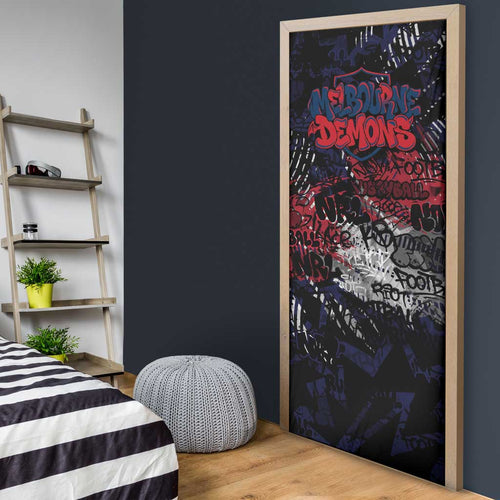 Melbourne Demons Door Cover Urban Graffiti Street Art - Bold Abstract Spray Paint