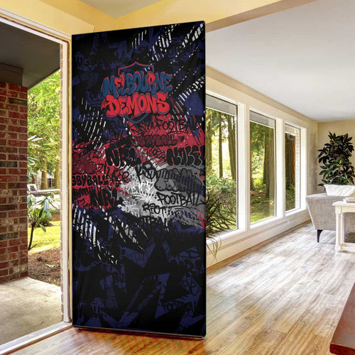 Melbourne Demons Door Cover Urban Graffiti Street Art - Bold Abstract Spray Paint