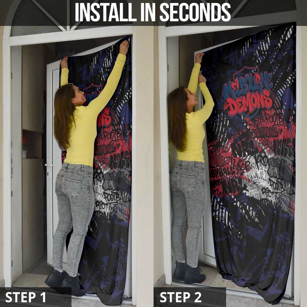 Melbourne Demons Door Cover Urban Graffiti Street Art - Bold Abstract Spray Paint