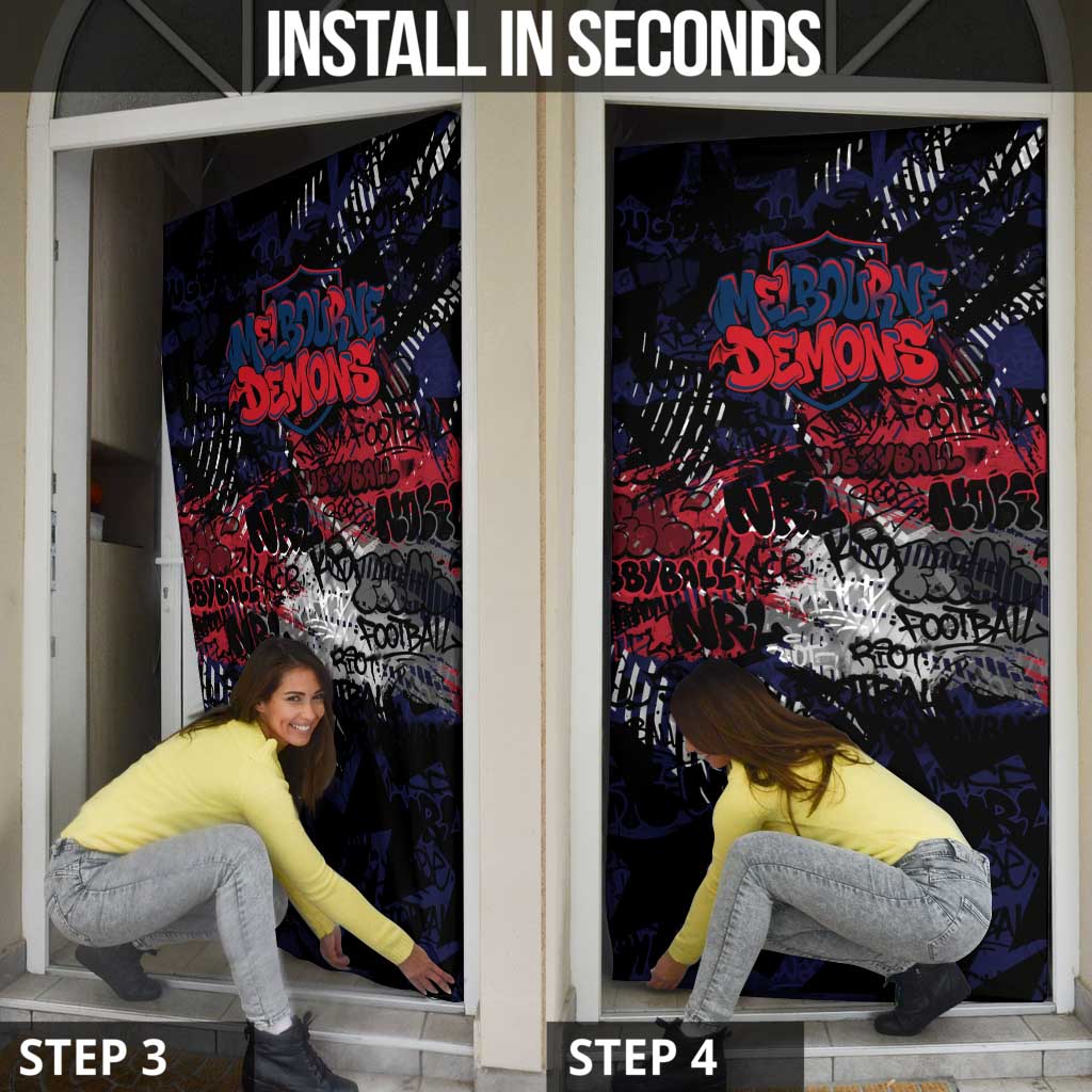 Melbourne Demons Door Cover Urban Graffiti Street Art - Bold Abstract Spray Paint