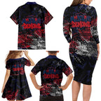 Melbourne Demons Family Matching Long Sleeve Bodycon Dress and Hawaiian Shirt Urban Graffiti Street Art - Bold Abstract Spray Paint
