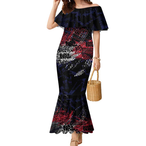 Melbourne Demons Family Matching Mermaid Dress and Hawaiian Shirt Urban Graffiti Street Art - Bold Abstract Spray Paint