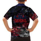 Melbourne Demons Family Matching Off The Shoulder Long Sleeve Dress and Hawaiian Shirt Urban Graffiti Street Art - Bold Abstract Spray Paint