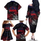 Melbourne Demons Family Matching Off The Shoulder Long Sleeve Dress and Hawaiian Shirt Urban Graffiti Street Art - Bold Abstract Spray Paint