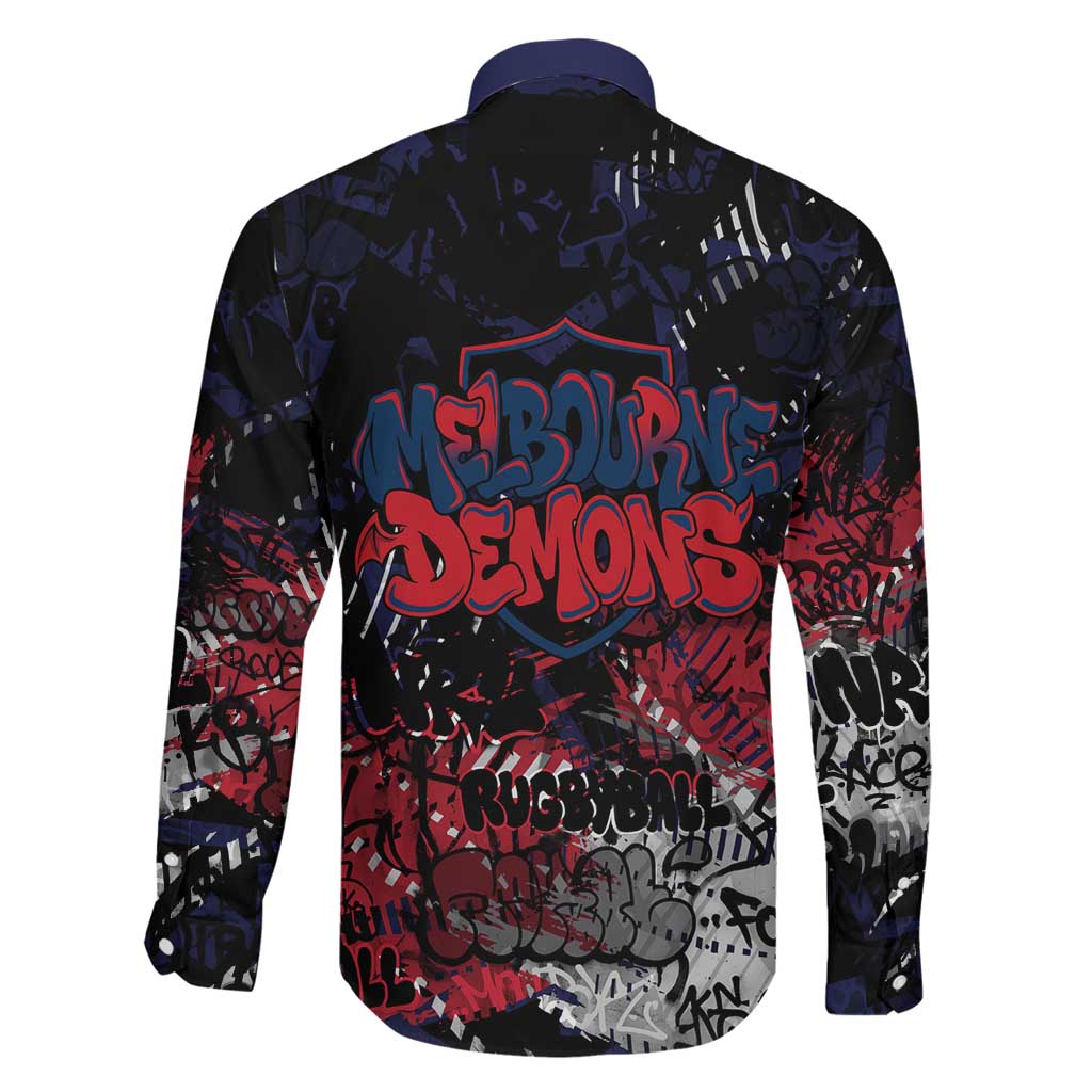 Melbourne Demons Family Matching Off The Shoulder Long Sleeve Dress and Hawaiian Shirt Urban Graffiti Street Art - Bold Abstract Spray Paint