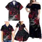 Melbourne Demons Family Matching Off Shoulder Maxi Dress and Hawaiian Shirt Urban Graffiti Street Art - Bold Abstract Spray Paint
