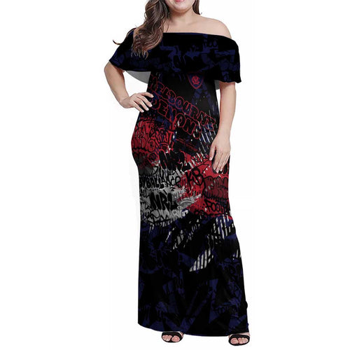 Melbourne Demons Family Matching Off Shoulder Maxi Dress and Hawaiian Shirt Urban Graffiti Street Art - Bold Abstract Spray Paint