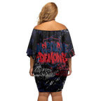 Melbourne Demons Family Matching Off Shoulder Short Dress and Hawaiian Shirt Urban Graffiti Street Art - Bold Abstract Spray Paint