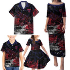 Melbourne Demons Family Matching Puletasi and Hawaiian Shirt Urban Graffiti Street Art - Bold Abstract Spray Paint