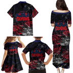 Melbourne Demons Family Matching Puletasi and Hawaiian Shirt Urban Graffiti Street Art - Bold Abstract Spray Paint