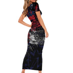 Melbourne Demons Family Matching Short Sleeve Bodycon Dress and Hawaiian Shirt Urban Graffiti Street Art - Bold Abstract Spray Paint