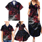 Melbourne Demons Family Matching Summer Maxi Dress and Hawaiian Shirt Urban Graffiti Street Art - Bold Abstract Spray Paint