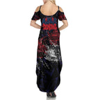 Melbourne Demons Family Matching Summer Maxi Dress and Hawaiian Shirt Urban Graffiti Street Art - Bold Abstract Spray Paint