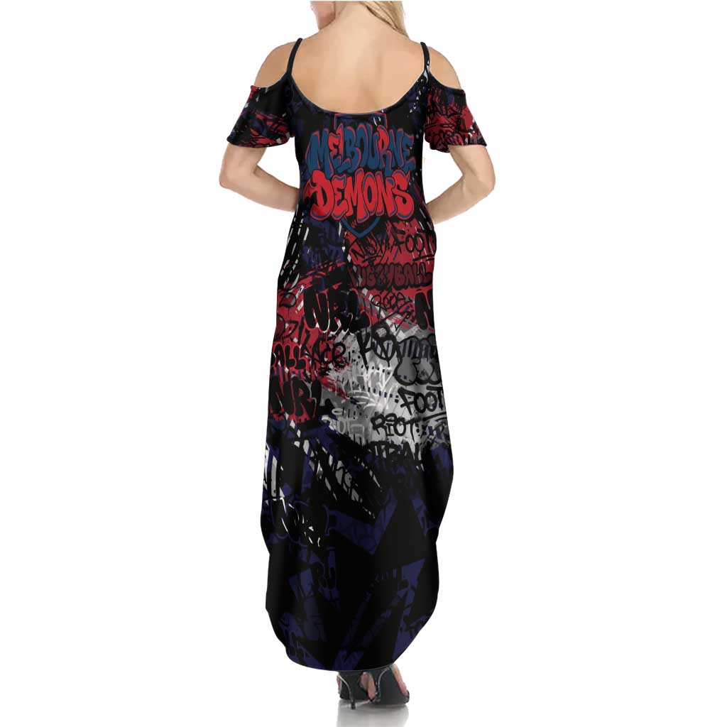 Melbourne Demons Family Matching Summer Maxi Dress and Hawaiian Shirt Urban Graffiti Street Art - Bold Abstract Spray Paint
