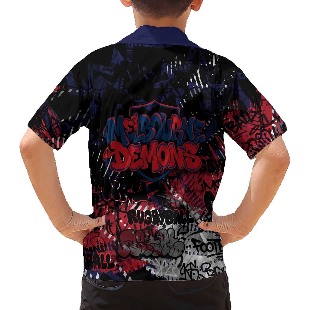 Melbourne Demons Family Matching Tank Maxi Dress and Hawaiian Shirt Urban Graffiti Street Art - Bold Abstract Spray Paint
