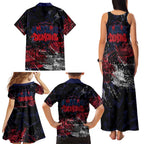 Melbourne Demons Family Matching Tank Maxi Dress and Hawaiian Shirt Urban Graffiti Street Art - Bold Abstract Spray Paint