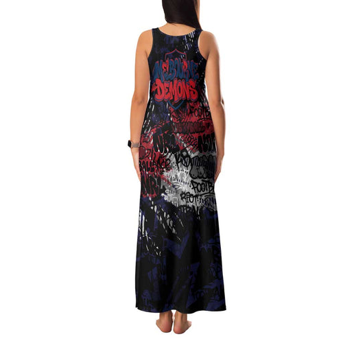 Melbourne Demons Family Matching Tank Maxi Dress and Hawaiian Shirt Urban Graffiti Street Art - Bold Abstract Spray Paint