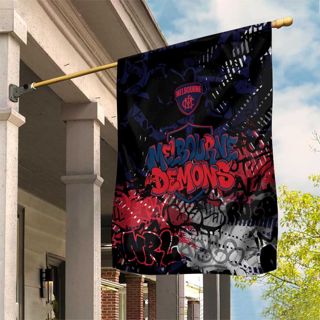 Melbourne Demons Garden Flag Urban Graffiti Street Art - Bold Abstract Spray Paint