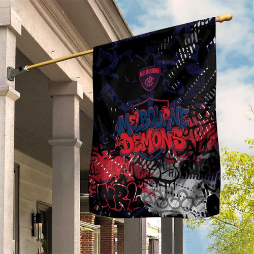 Melbourne Demons Garden Flag Urban Graffiti Street Art - Bold Abstract Spray Paint