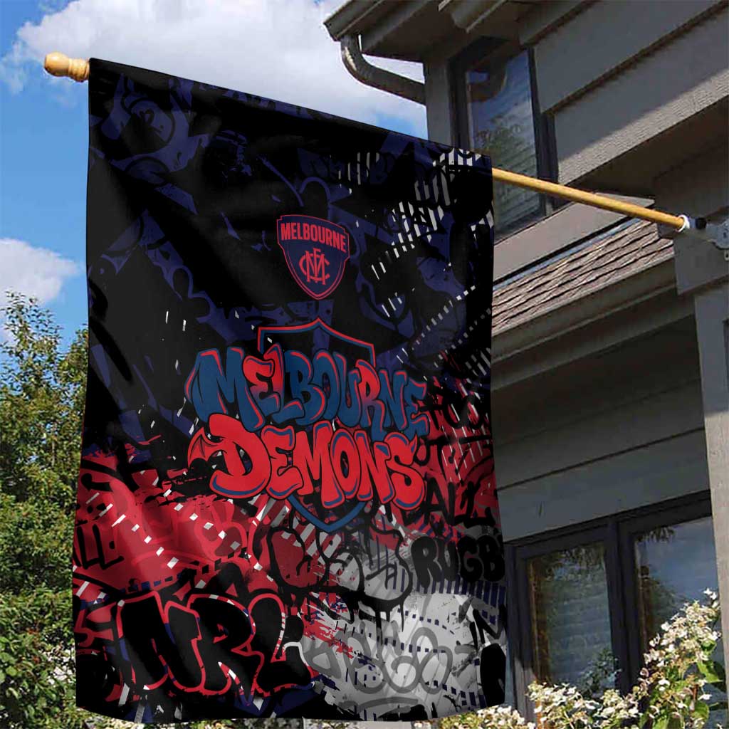 Melbourne Demons Garden Flag Urban Graffiti Street Art - Bold Abstract Spray Paint