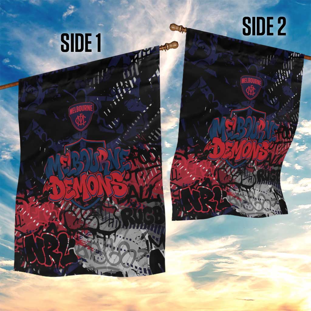 Melbourne Demons Garden Flag Urban Graffiti Street Art - Bold Abstract Spray Paint