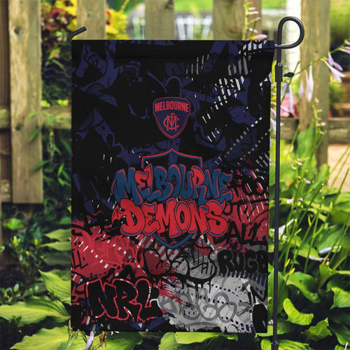 Melbourne Demons Garden Flag Urban Graffiti Street Art - Bold Abstract Spray Paint