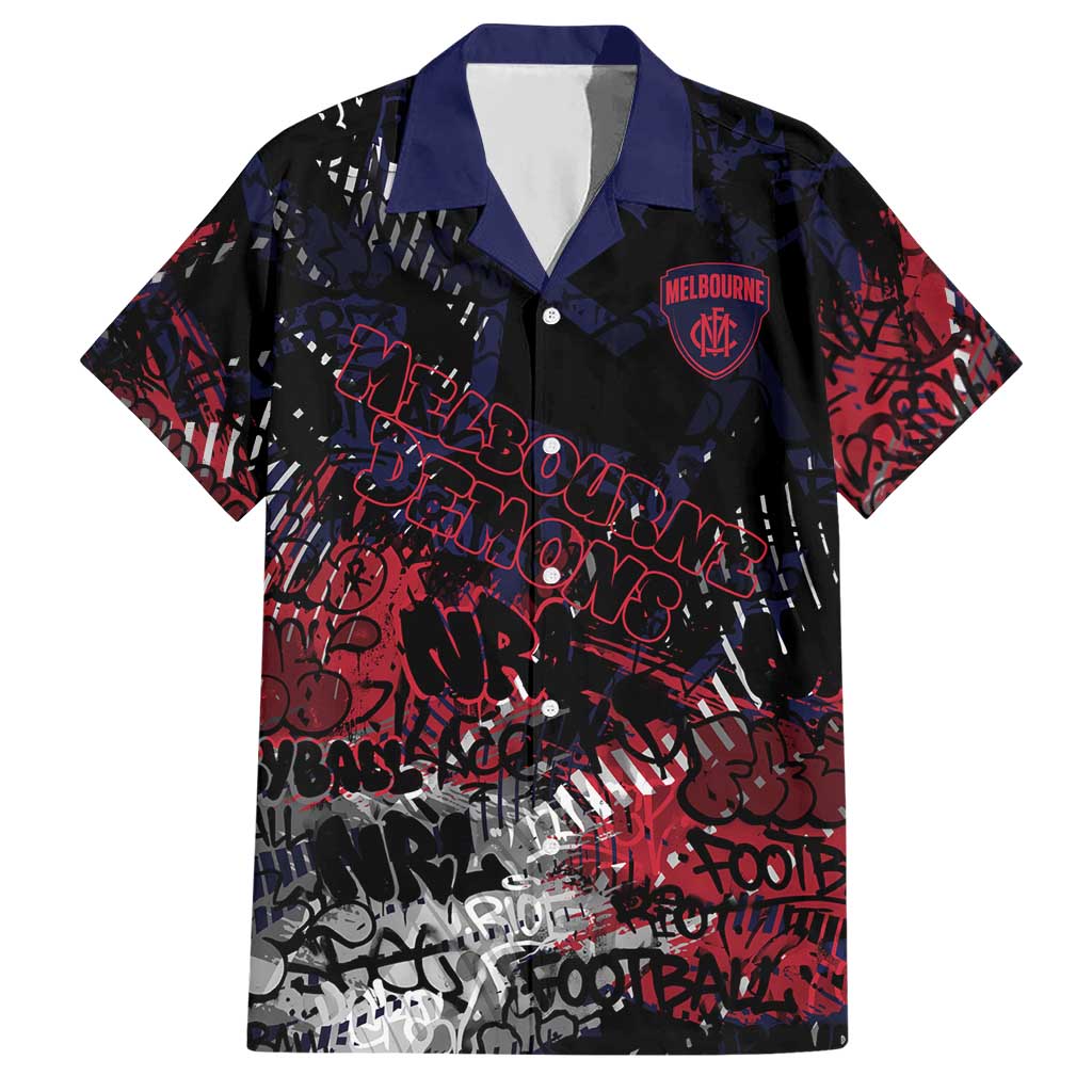 Melbourne Demons Hawaiian Shirt Urban Graffiti Street Art - Bold Abstract Spray Paint