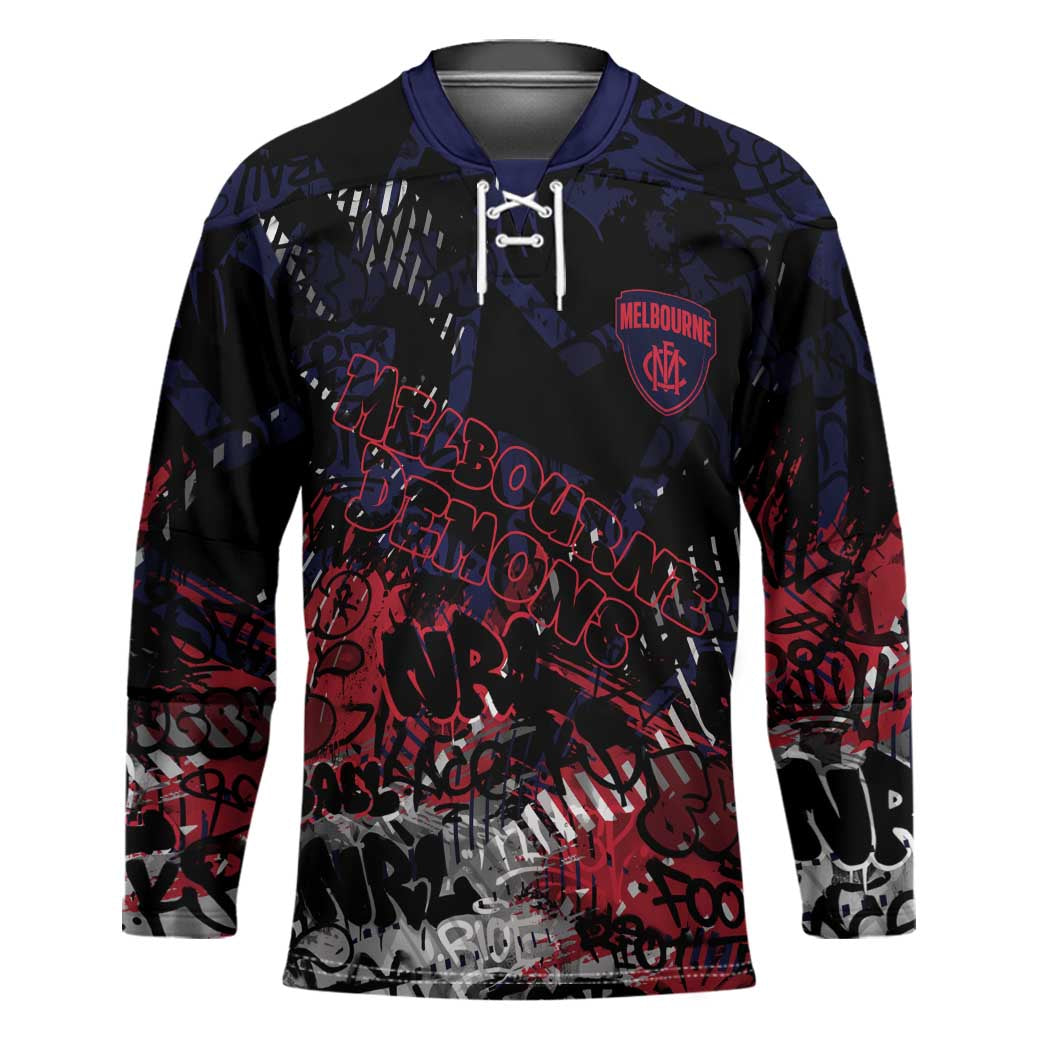 Melbourne Demons Hockey Jersey Urban Graffiti Street Art - Bold Abstract Spray Paint