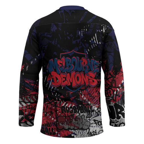 Melbourne Demons Hockey Jersey Urban Graffiti Street Art - Bold Abstract Spray Paint