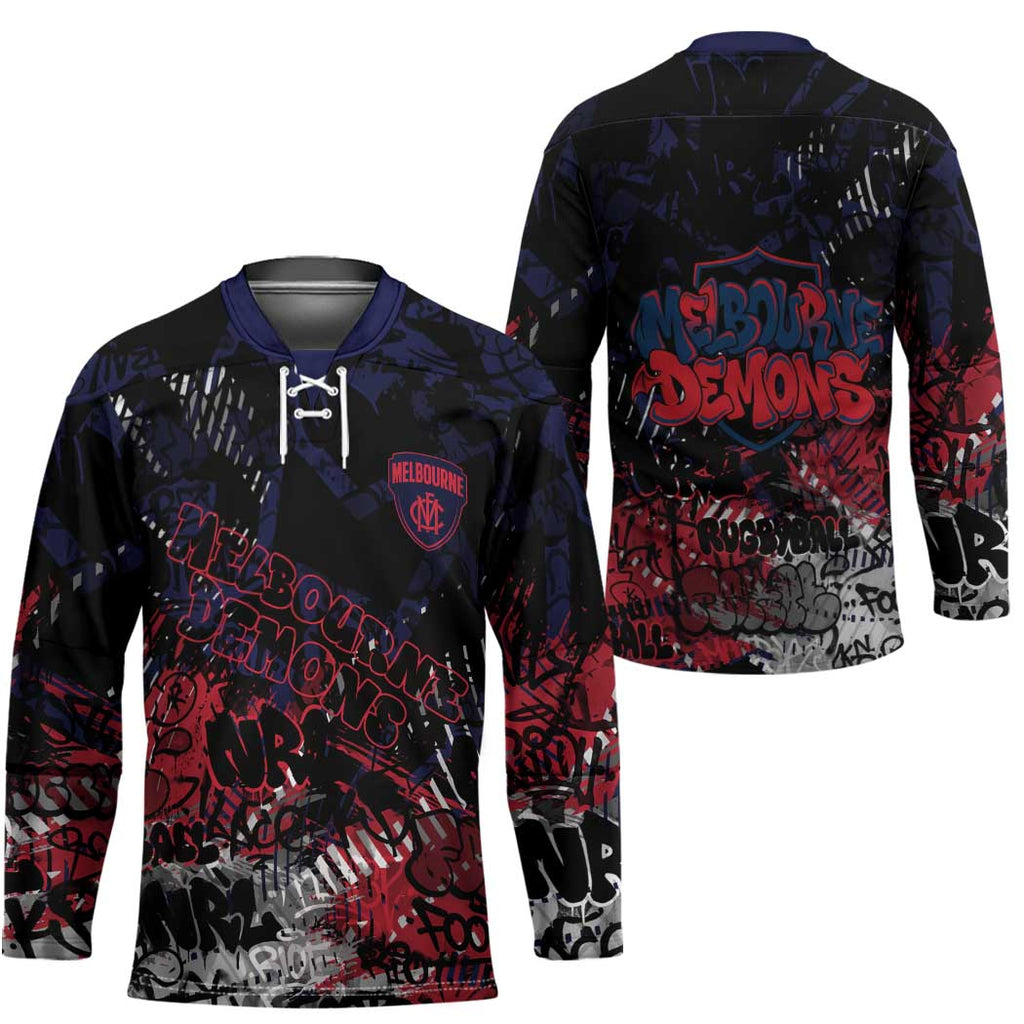Melbourne Demons Hockey Jersey Urban Graffiti Street Art - Bold Abstract Spray Paint