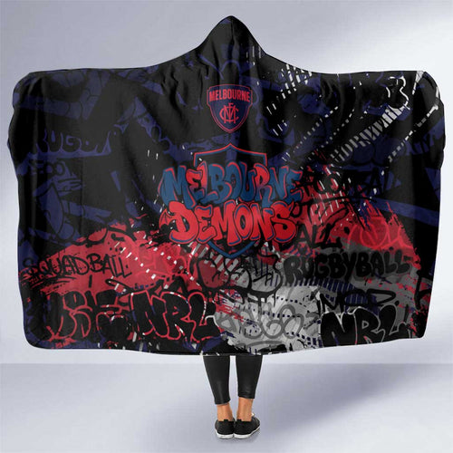 Melbourne Demons Hooded Blanket Urban Graffiti Street Art - Bold Abstract Spray Paint