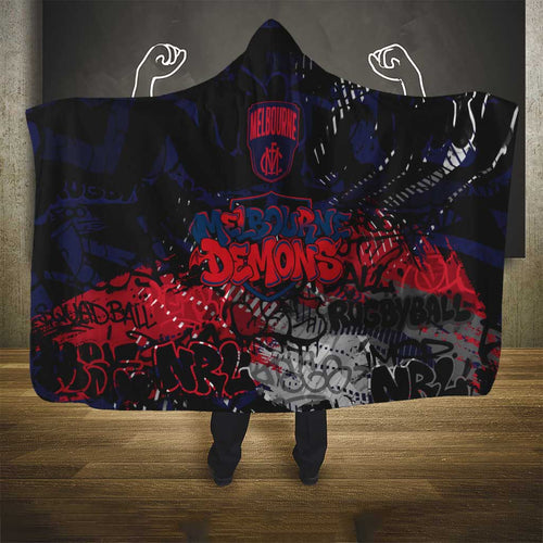 Melbourne Demons Hooded Blanket Urban Graffiti Street Art - Bold Abstract Spray Paint