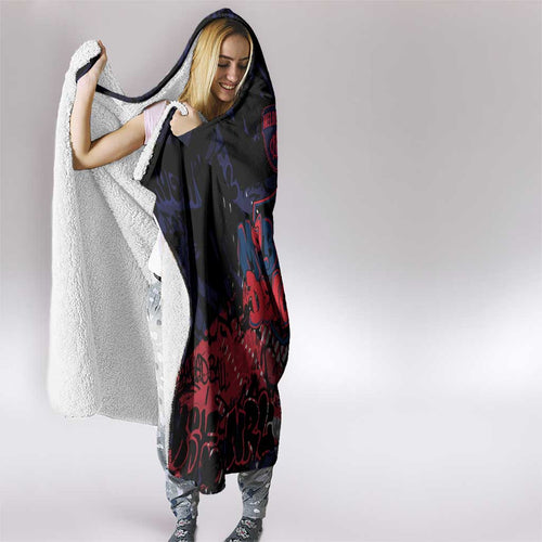 Melbourne Demons Hooded Blanket Urban Graffiti Street Art - Bold Abstract Spray Paint