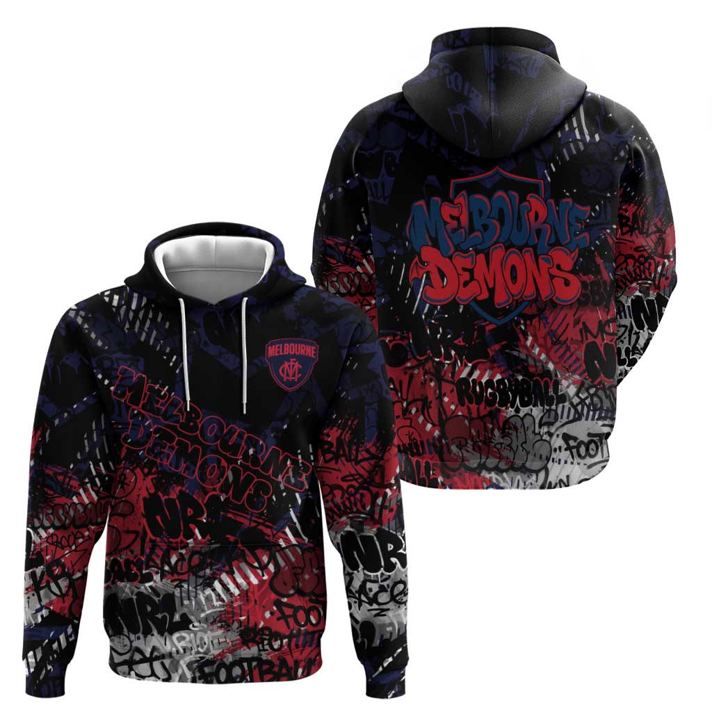 Melbourne Demons Hoodie Urban Graffiti Street Art - Bold Abstract Spray Paint