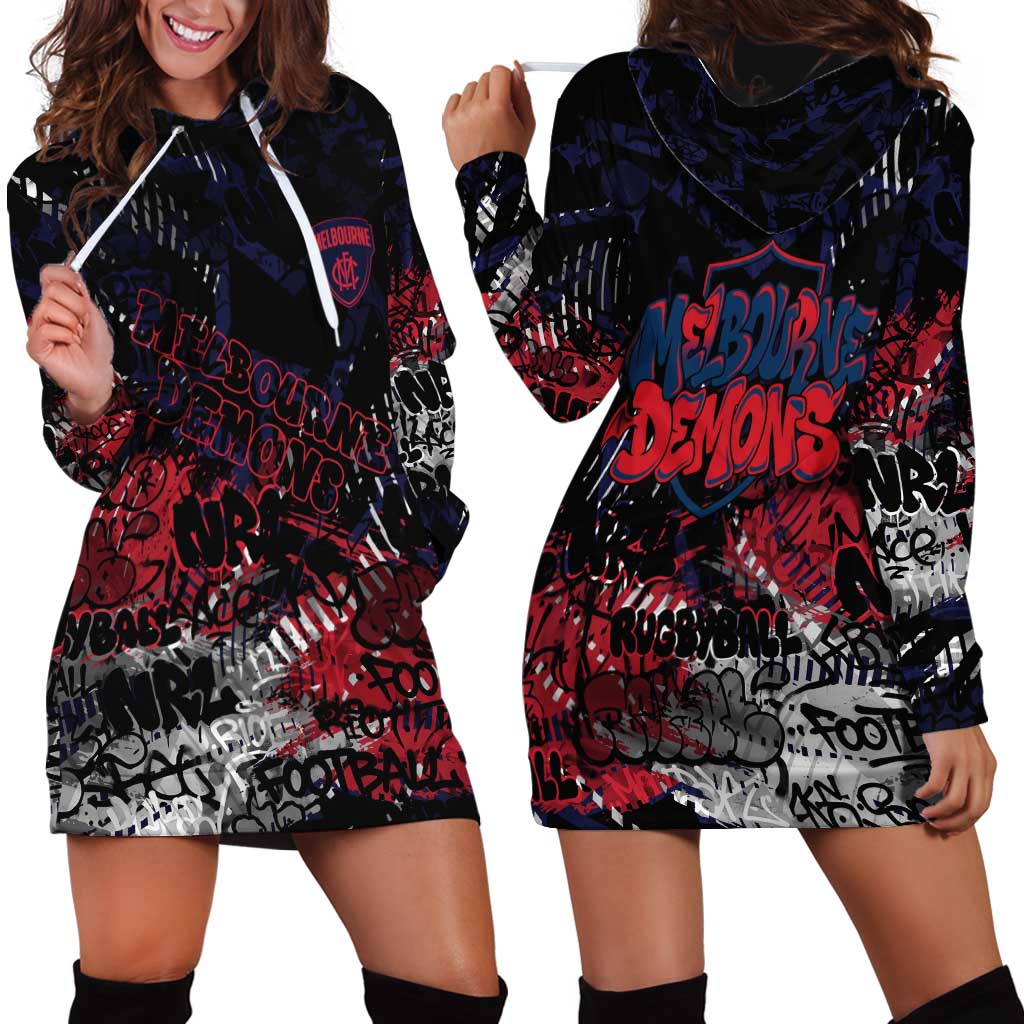 Melbourne Demons Hoodie Dress Urban Graffiti Street Art - Bold Abstract Spray Paint