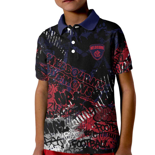Melbourne Demons Kid Polo Shirt Urban Graffiti Street Art - Bold Abstract Spray Paint