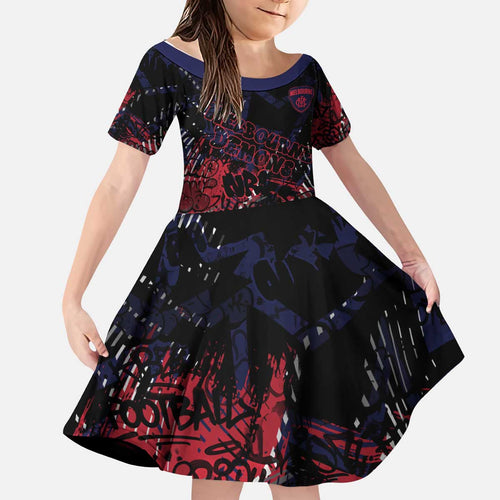 Melbourne Demons Kid Short Sleeve Dress Urban Graffiti Street Art - Bold Abstract Spray Paint