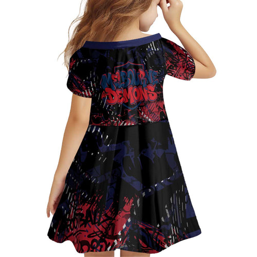 Melbourne Demons Kid Short Sleeve Dress Urban Graffiti Street Art - Bold Abstract Spray Paint