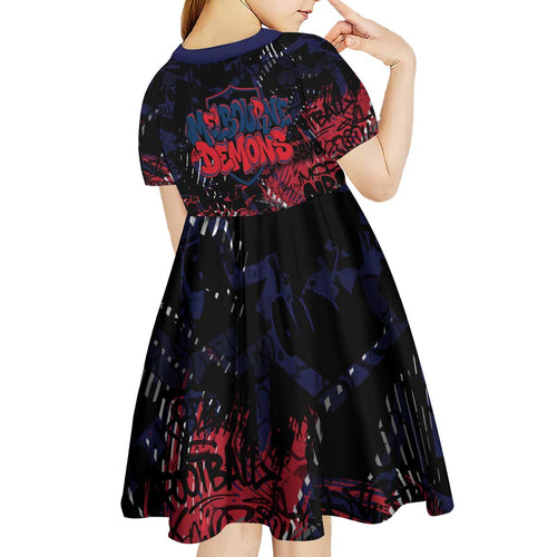 Melbourne Demons Kid Short Sleeve Dress Urban Graffiti Street Art - Bold Abstract Spray Paint